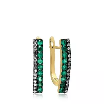 Золотые серьги с изумрудами