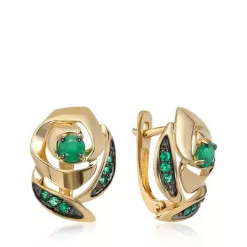 Золотые серьги с изумрудами