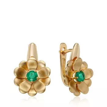 Золотые серьги с изумрудами