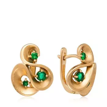 Золотые серьги с изумрудами