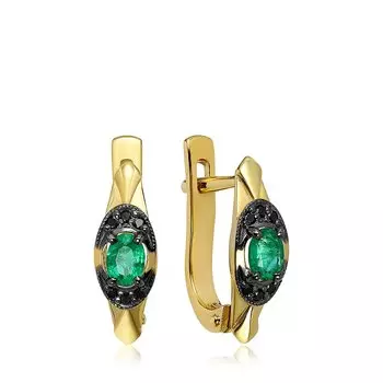 Золотые серьги с изумрудами