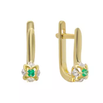 Золотые серьги с изумрудами