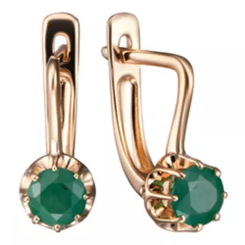 Золотые серьги с изумрудами "Цветы"