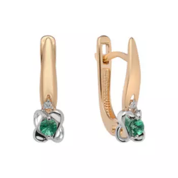 Золотые серьги с изумрудами и бриллиантами