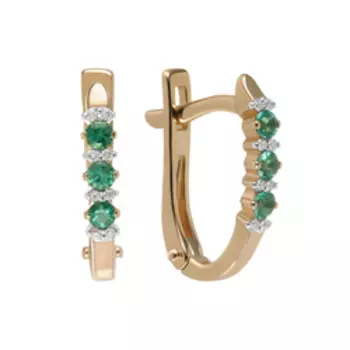 Золотые серьги с изумрудами и бриллиантами