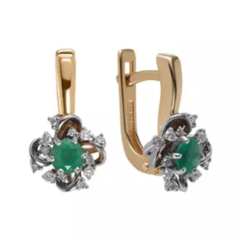 Золотые серьги с изумрудами и бриллиантами