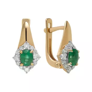 Золотые серьги с изумрудами и бриллиантами