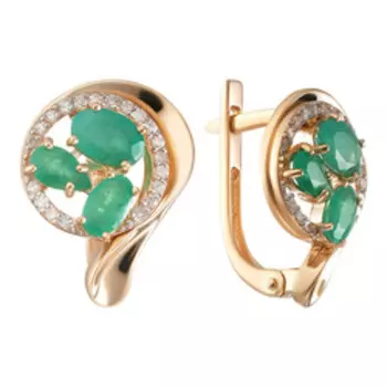 Золотые серьги с изумрудами и бриллиантами