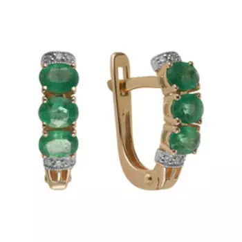 Золотые серьги с изумрудами и бриллиантами