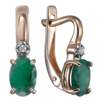 Золотые серьги с изумрудами и бриллиантами