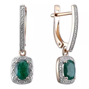 Золотые серьги с изумрудами и бриллиантами