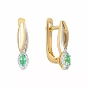 Золотые серьги с изумрудами и бриллиантами