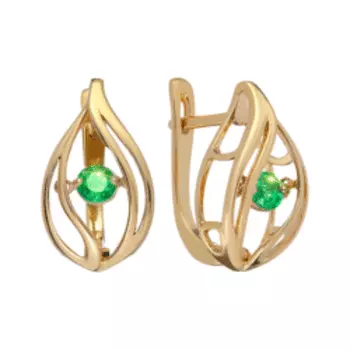 Золотые серьги с изумрудами "Танцующий камень"
