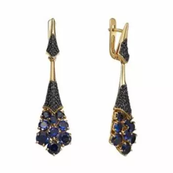 Золотые серьги с корундами и шпинелью