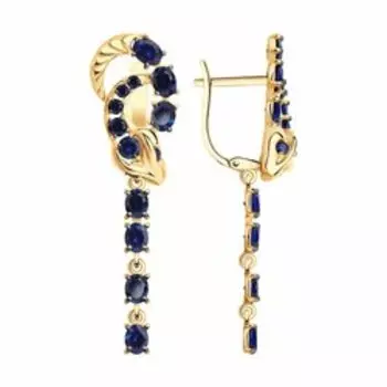 Золотые серьги с корундами "Змеи"