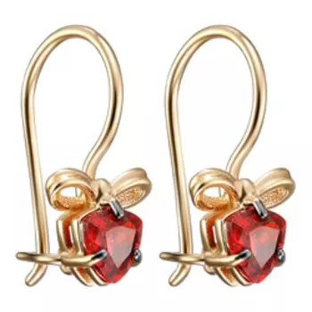 Золотые серьги с кубическим цирконием "Бантики"