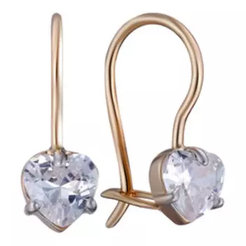 Золотые серьги с кубическим цирконием "Сердечки"