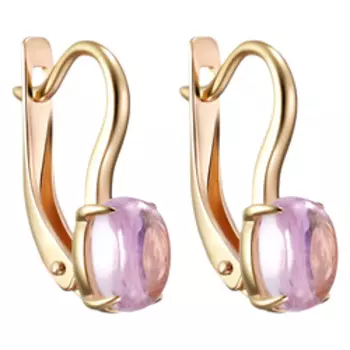 Золотые серьги с кунцитами