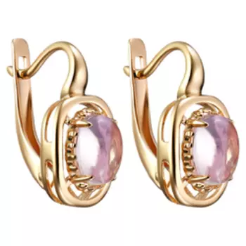 Золотые серьги с кунцитами