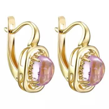 Золотые серьги с кунцитами