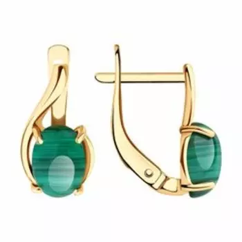 Золотые серьги с малахитами