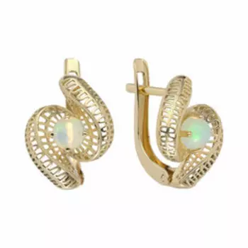 Золотые серьги с натуральными опалами