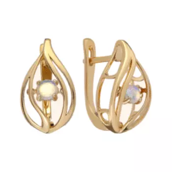 Золотые серьги с натуральными опалами "Танцующий камень"