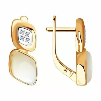 Золотые серьги с перламутром