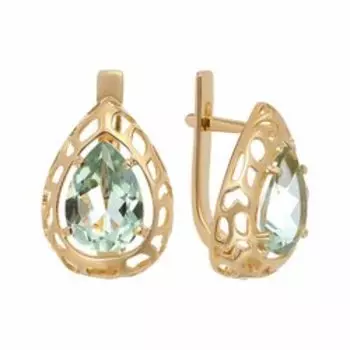 Золотые серьги с празиолитами