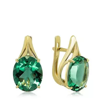 Золотые серьги с празиолитами