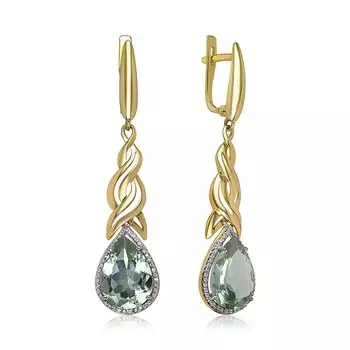 Золотые серьги с празиолитами