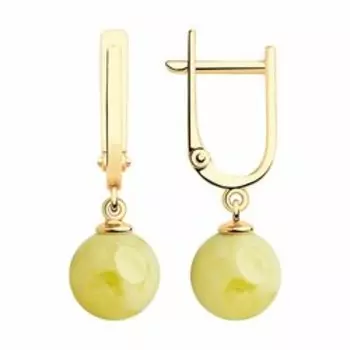 Золотые серьги с янтарем