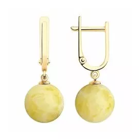 Золотые серьги с янтарем