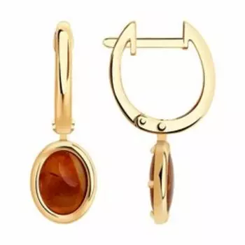 Золотые серьги с янтарем