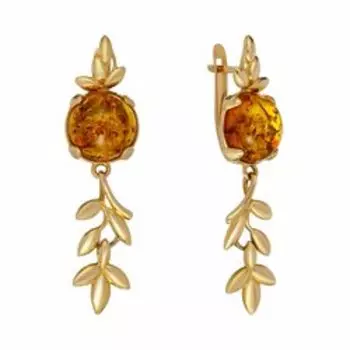 Золотые серьги с янтарем