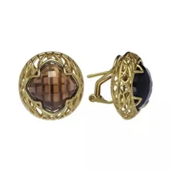 Золотые серьги с раухтопазами