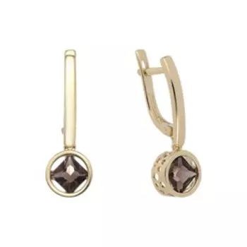 Золотые серьги с раухтопазами