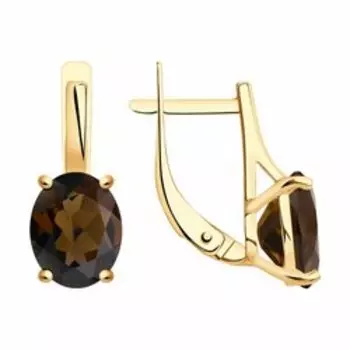 Золотые серьги с раухтопазами