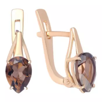 Золотые серьги с раухтопазами