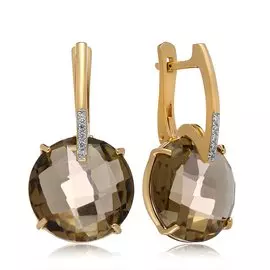 Золотые серьги с раухтопазами