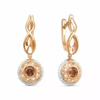 Золотые серьги с раухтопазом