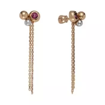 Золотые серьги с розовыми гранатами