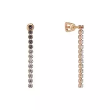 Золотые серьги с розовыми и бесцветными фианитами