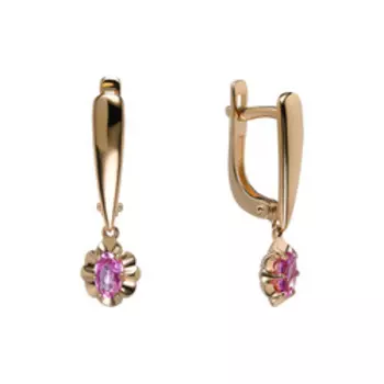 Золотые серьги с розовыми сапфирами "Цветы"