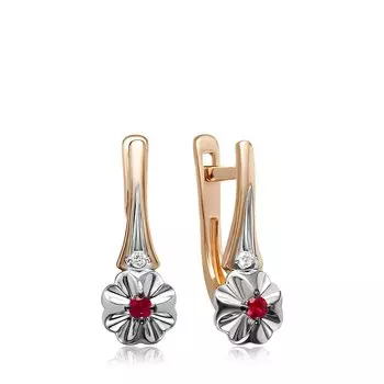 Золотые серьги с рубинами