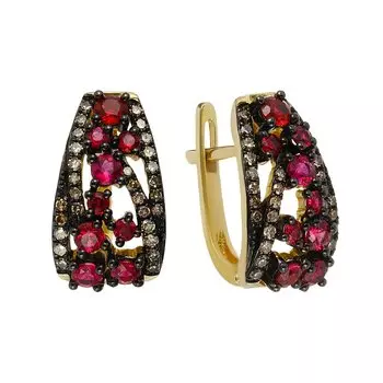 Золотые серьги с рубинами