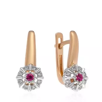 Золотые серьги с рубинами