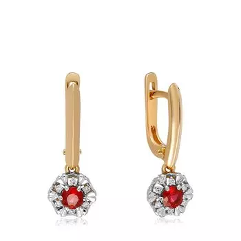Золотые серьги с рубинами