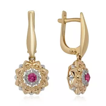 Золотые серьги с рубинами