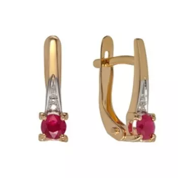 Золотые серьги с рубинами и бриллиантами